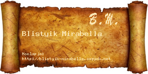 Blistyik Mirabella névjegykártya